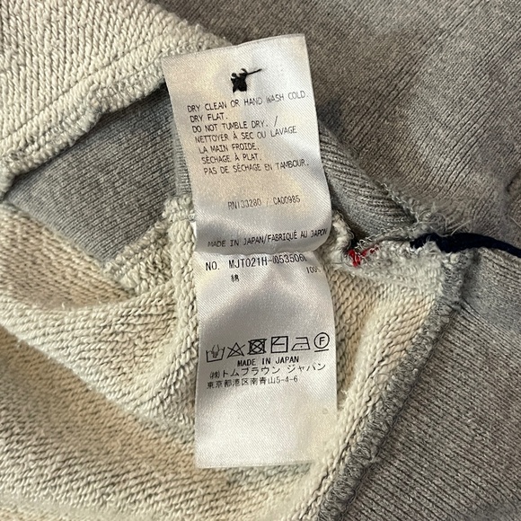 THOM BROWNE GREY COTTON STRIPED CREW NECK SWEATER SIZE 2 - Picture 10 of 15